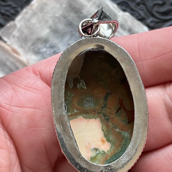 Rainforest Jasper Rhyolite Rock Crystal Stone Jewelry Pendant - Picture 8 of 8